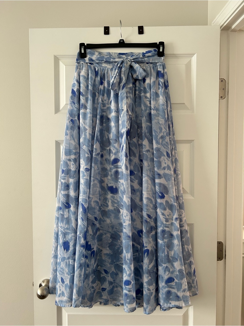 Boho Watercolor Floral Flowy Maxi Skirt